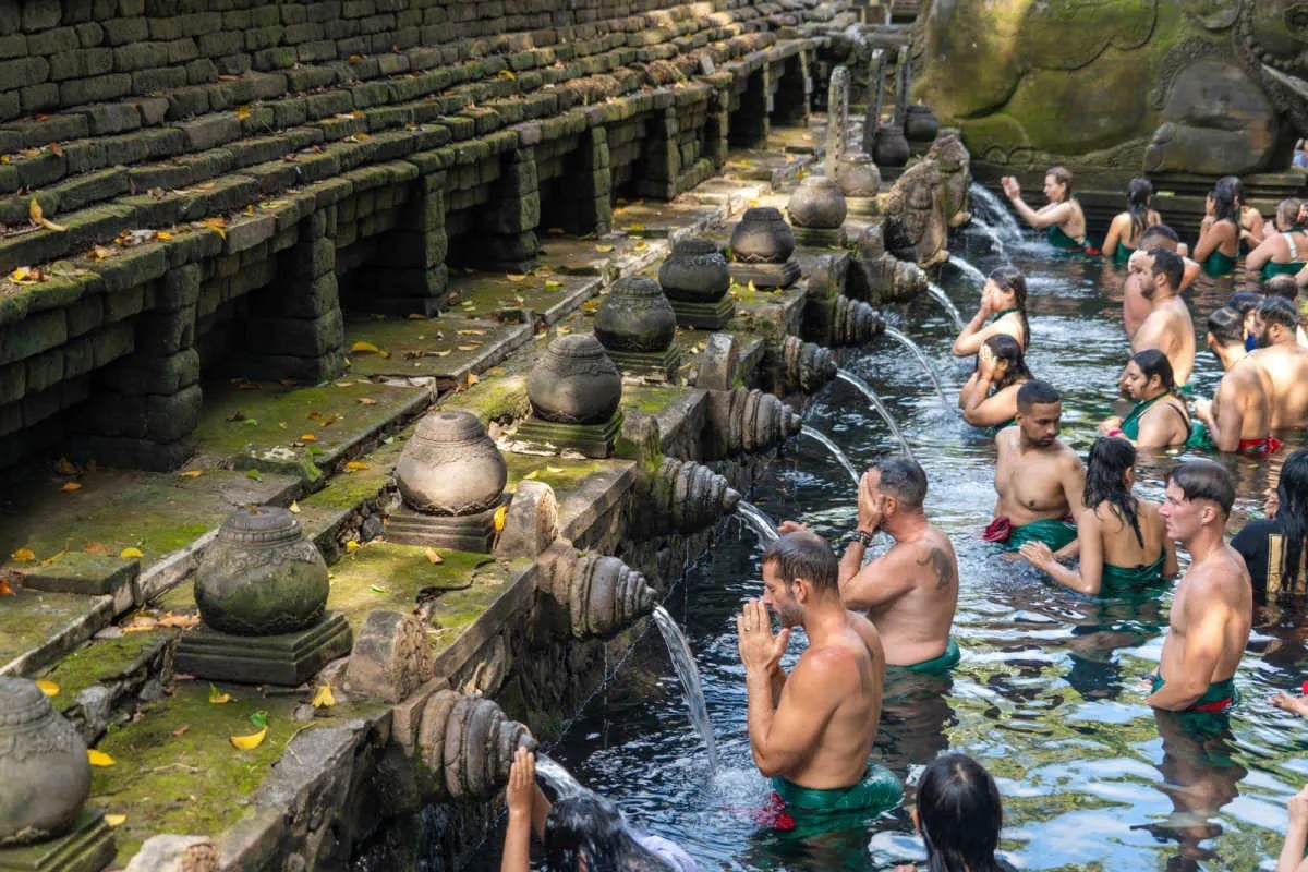 Sacred water ritual at Tirta Empul in Bali
